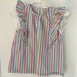 Crewcuts Multicolor Striped Ruffle Sleeve Blouse